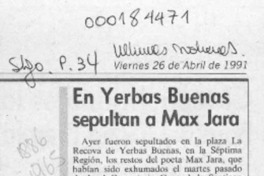 En Yerbas Buenas sepultan a Max Jara  [artículo].