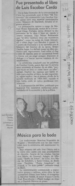 Fue presentado el libro de Luis Escobar Cerda  [artículo].