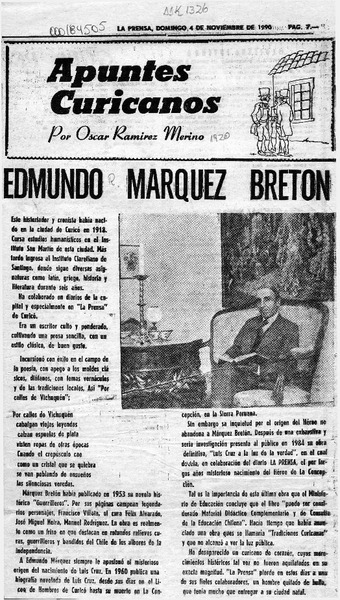 Edmundo Márquez Breton  [artículo] Oscar Ramírez Merino.