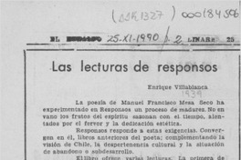 Las lecturas de Responsos  [artículo] Enrique Villablanca.