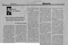 Ventana a la poesía  [artículo] Bernardo González.