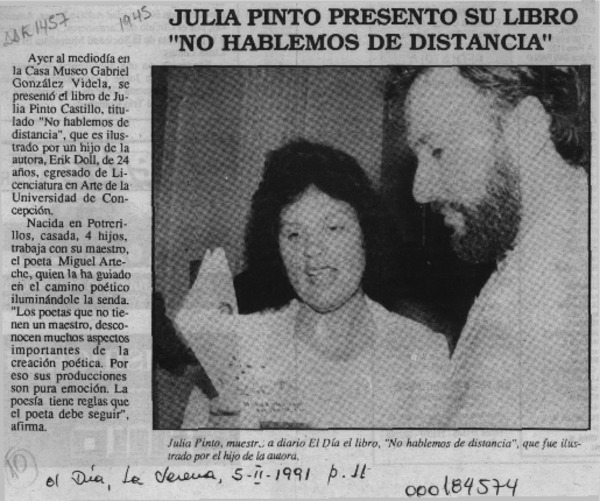 Julia Pinto presentó su libro "No hablemos de distancia"  [artículo].