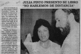 Julia Pinto presentó su libro "No hablemos de distancia"  [artículo].