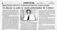Al chocar su auto se mató gobernador de Linares  [artículo].