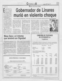 Gobernador de Linares murió en violento choque  [artículo].