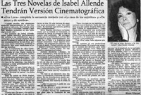 Las tres novelas de Isabel Allende tendrán versión cinematográfica
