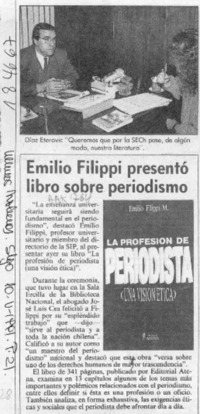 Emilio Filippi presentó libro sobre periodismo  [artículo].