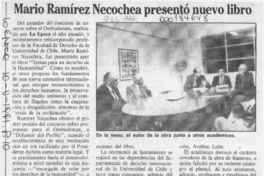 Mario Ramírez Necochea presentó nuevo libro  [artículo].
