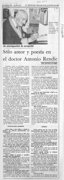 Sólo amor y poesía en el doctor Antonio Rendic
