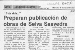 Preparan publicación de obras de Selva Saavedra  [artículo].