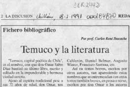 Temuco y la literatura  [artículo] Carlos René Ibacache.