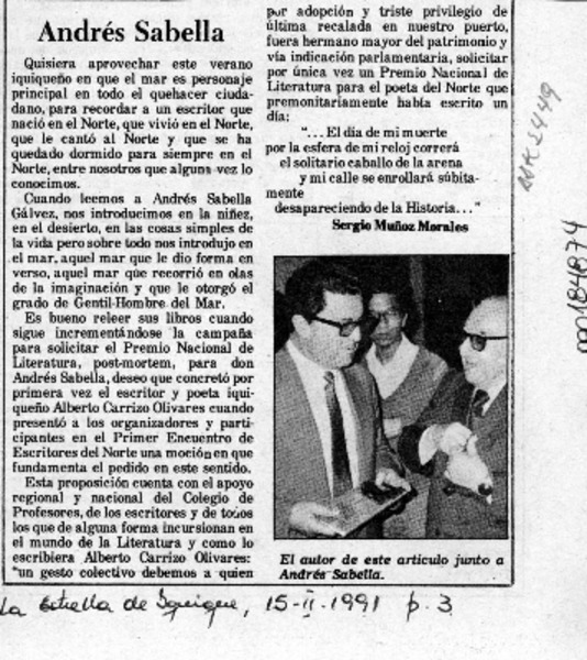 Andrés Sabella  [artículo] Sergio Muñoz Morales.