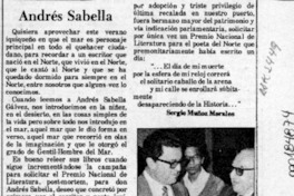 Andrés Sabella  [artículo] Sergio Muñoz Morales.