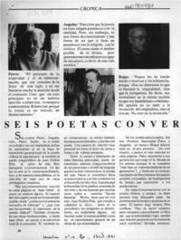Seis poetas conversan en -- prosa  [artículo] Jaime Quezada.