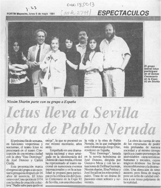 Ictus lleva a Sevilla obra de Pablo Neruda  [artículo].