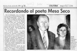 Recordando al poeta Mesa Seco  [artículo] Matías Rafide B.