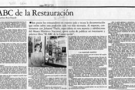 El ABC de la restauración  [artículo] Marisol Martínez Ruiz-Esquide.