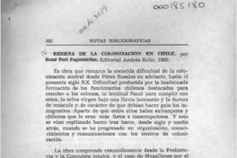 Reseña de la colonización en Chile  [artículo] J. Rafael Reyes R.