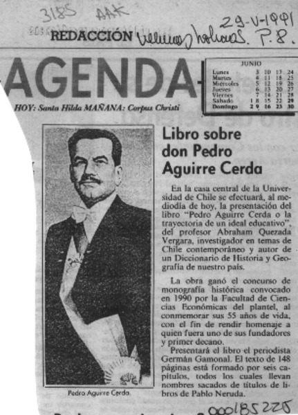 Libro sobre don Pedro Aguire Cerda  [artículo].
