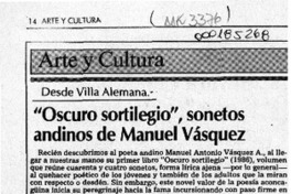 "Oscuro sortilegio", sonetos andinos de Manuel Vásquez  [artículo] Pedro Mardones Barrientos.