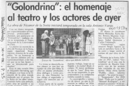 "Golondrina", el homenaje al teatro y los actores de ayer  [artículo].