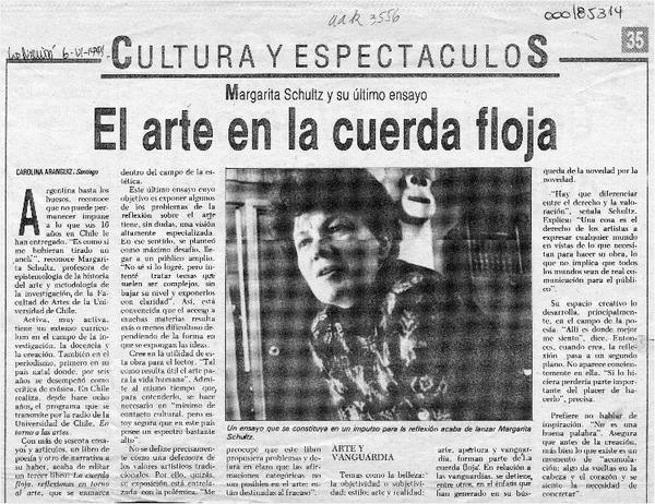 El arte en la cuerda floja  [artículo] Carolina Aránguiz.