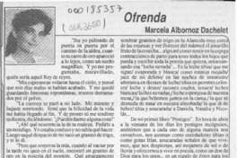 Ofrenda  [artículo] Marcela Albornoz Dachelet.