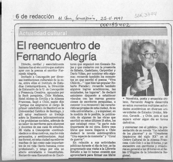 El Reencuentro de Fernando Alegría  [artículo].
