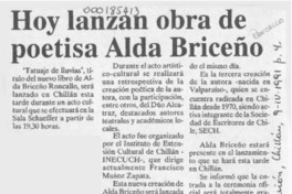 Hoy lanzan obra de poetisa Alda Briceño  [artículo].
