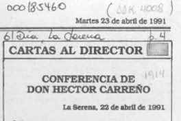 Conferencia de don Héctor Carreño  [artículo] David Rojas Santander.