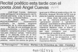 Recital poético esta tarde con el poeta José Angel Cuevas  [artículo].