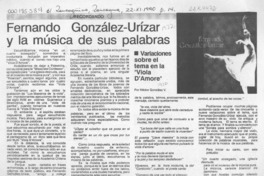 Fernando González-Urízar y la música de sus palabras  [artículo] Héctor González V.