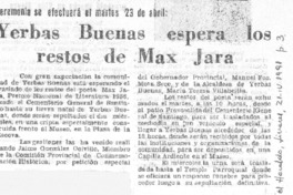 Yerbas Buenas espera los restos de Max Jara