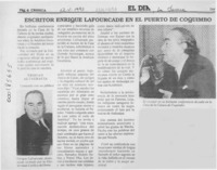 Escritor Enrique Lafourcade en el puerto de Coquimbo  [artículo].