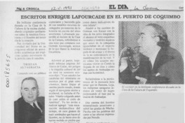 Escritor Enrique Lafourcade en el puerto de Coquimbo  [artículo].