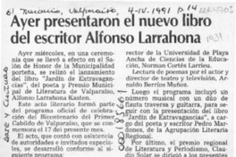 Ayer presentaron el nuevo libro del escritor Alfonso Larrahona  [artículo].