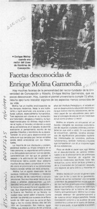 Facetas desconocidas de Enrique Molina Garmendia  [artículo].