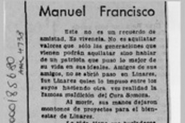 Manuel Francisco  [artículo] Pedro Olmos.