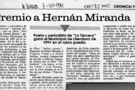 Premio a Hernán Miranda  [artículo].