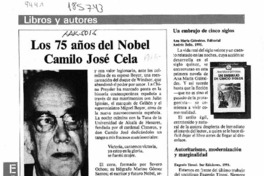 Los 75 años del Nobel Camilo José Cela  [artículo] Amaro Gómez-Pablos M.