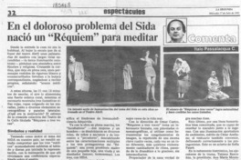 En el doloroso problema del Sida nació un "Réquiem" para meditar  [artículo] Italo Passalacqua C.