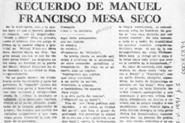 Recuerdo de Manuel Francisco Mesa Seco  [artículo] Matías Rafide B.