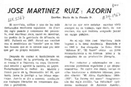 José Martínez Ruiz, Azorín  [artículo] Darío de la Fuente D.