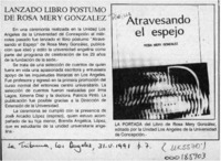 Lanzado libro póstumo de Rosa Mery González  [artículo].