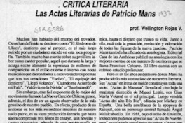 Las actas literarias de Patricio Manns  [artículo] Wellington Rojas V.