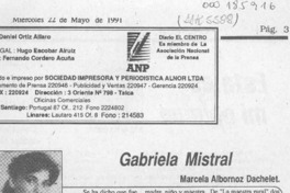 Gabriela Mistral  [artículo] Marcela Albornoz Dachelet.