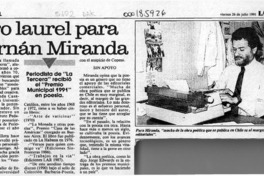 Otro laurel para Hernán Miranda  [artículo].