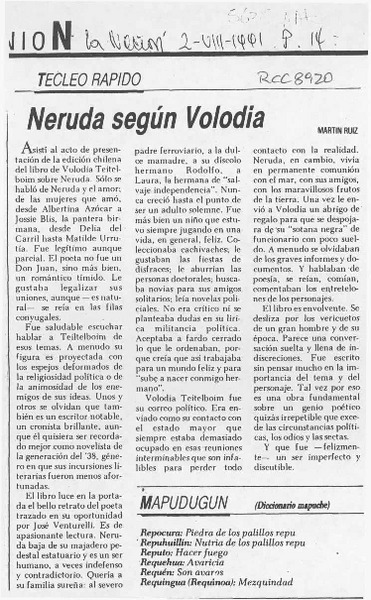 Neruda según Volodia  [artículo] Martín Ruiz.