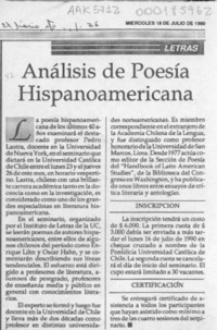 Análisis de poesía hispanoamericana  [artículo].