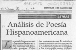 Análisis de poesía hispanoamericana  [artículo].